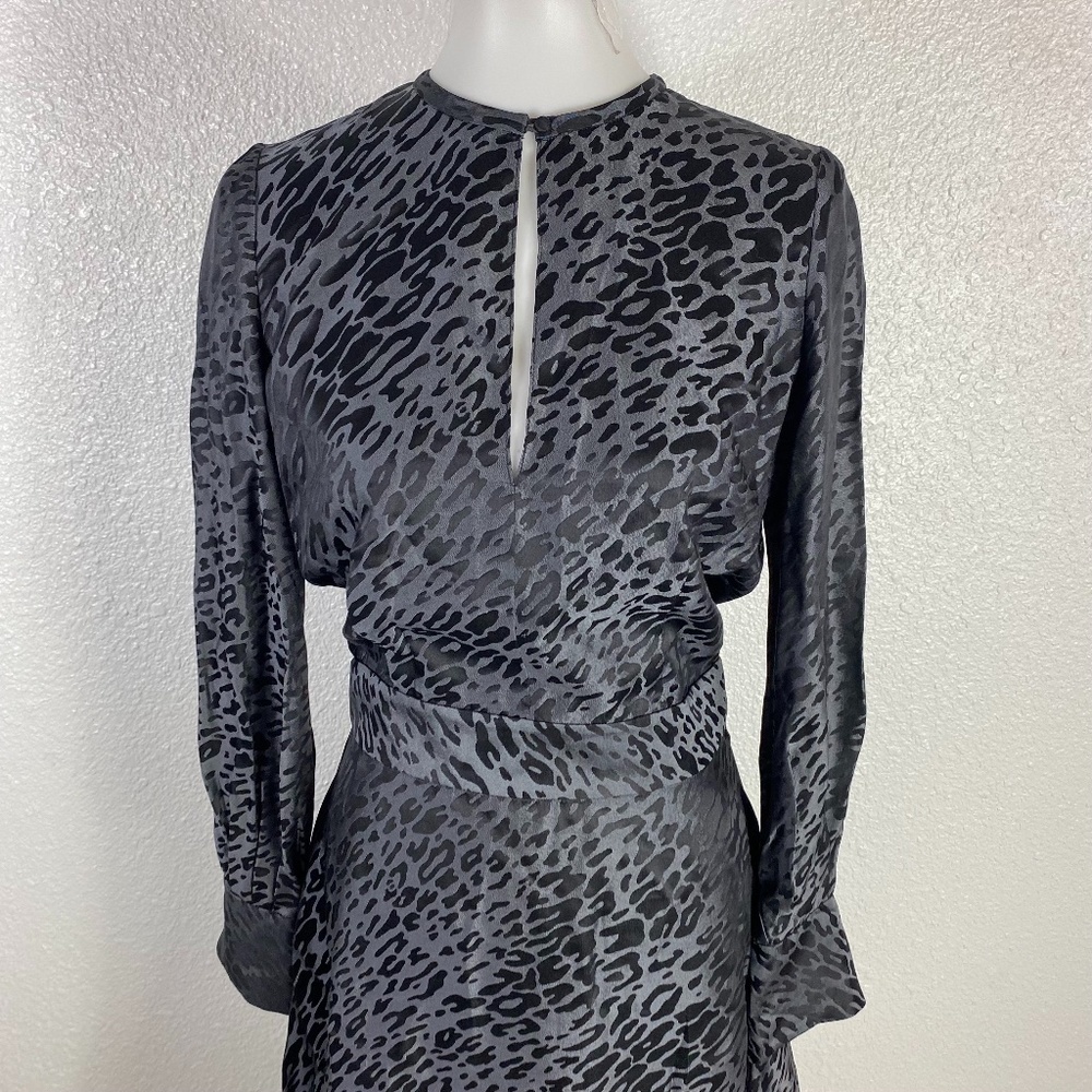 Equipment Femme Magnolia A-Line Silk Midi Dress Open Back Leopard NEW NWT SZ 0 - Picture 3 of 7